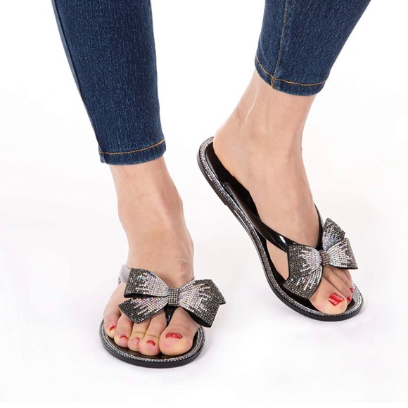 NWOT - Flip Flops with Rhinestones and Bows. - Picture 5 of 5